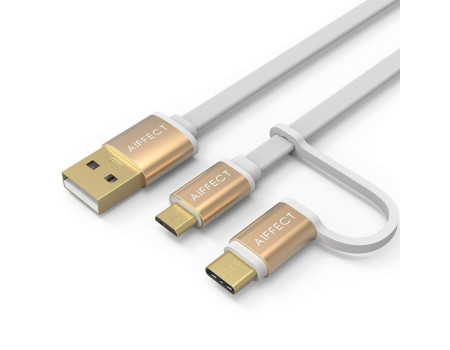 Кабель для быстрой зарядки 2 в 1 Type-C Micro USB AIFFECT AI-UMC2A1 1 м