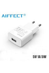 Зарядний пристрій USB 1A 5W AIFFECT AI-WHA-1U-5W-WH