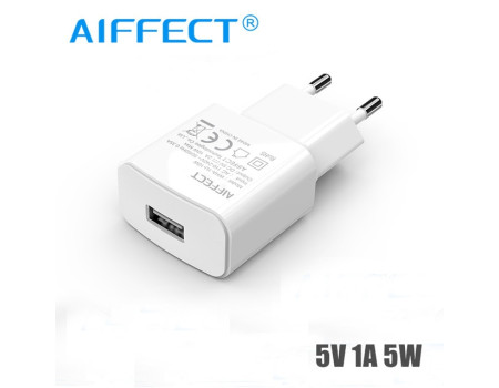 Зарядний пристрій USB 1A 5W AIFFECT AI-WHA-1U-5W-WH