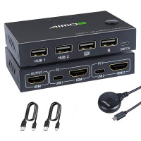 KVM-переключатель на 2 компьютера коммутатор AIMOS HDMI USB Switch 4K с пультом