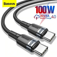 Кабель Type C Type C 5A 100W PD QC 3.0 Baseus Black