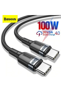 Кабель Type C Type C 5A 100W PD QC 3.0 Baseus Black