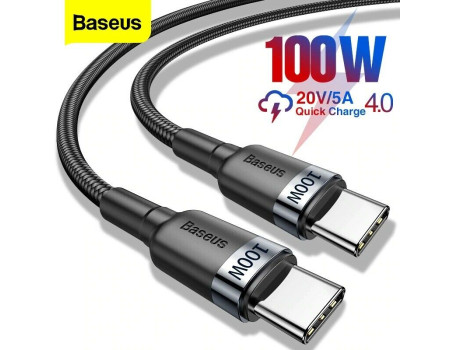 Кабель Type C Type C 5A 100W PD QC 3.0 Baseus Black