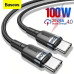 Кабель Type C Type C 5A 100W PD QC 3.0 Baseus Black