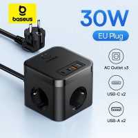 Зарядна станція-подовжувач Baseus GaN 7-в-1 30W 3 розетки 4000W 1.5 м
