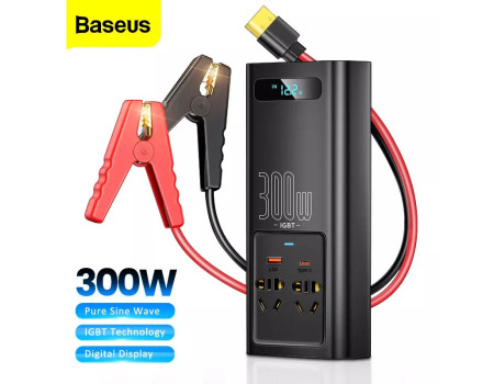 Інвертор 12-220 V з чистою синусоїдою Baseus 300W для дому та авто