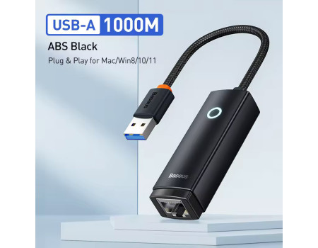 Baseus USB Gigabit Ethernet адаптер 1000 Мбіт/с USB 3.0 Lan RJ45 (BS-OH002)