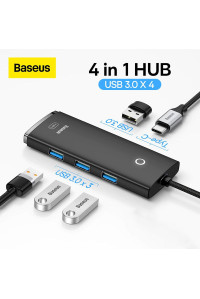 USB-C хаб із зовнішнім живленням Type-C 4-в-1 Baseus 4 USB-A 3.0 для ноутбука та комп'ютера