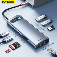 USB хаб Baseus 8-в-1 Type-C HDMI 4k 60hz 3 USB 3.0 PD 100W RJ45 LAN картрідер (BS-OH101)