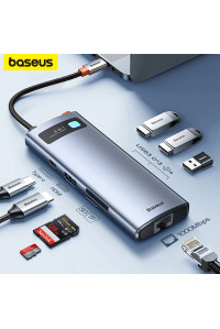USB хаб Baseus 8-в-1 Type-C HDMI 4k 60hz 3 USB 3.0 PD 100W RJ45 LAN картрідер (BS-OH101)