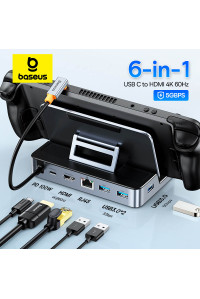 Хаб Baseus GamerX 6 в 1 4k 60hz для Steam Deck ROG Ally Legion Go Switch (BS-OH115)