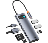 Baseus USB HUB 7-в-1 HDMI 4k 60hz PD 100W 3 USB 3.0 картридер (BS-OH146)