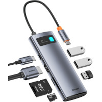 Baseus USB HUB 7-в-1 HDMI 4k 60hz PD 100W 3 USB 3.0 картрідер (BS-OH146)