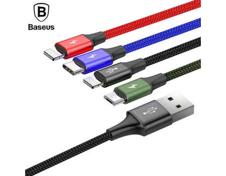Кабель 4 в 1 Type-C/ Micro USB/ Lightning (2 шт) 3.5А Baseus CA1T4-D01 1.2 м