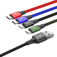 Кабель 4 в 1 Type-C-2 шт/ Micro USB/ Lightning 3.5А Baseus CA1T4-E01 1.2 м 