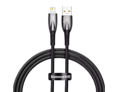 USB кабель Baseus Glimmer Series Lightning для iPhone 14 13 12 11 с подсветкой 1 м