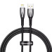 USB кабель Baseus Glimmer Series Lightning для iPhone 14 13 12 11 с подсветкой 1 м