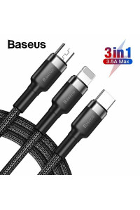 Кабель 3 в 1 Type-C+Micro USB+Lightning 3.5А Baseus 1.2 м (CAMLT-AKL01)