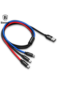 Кабель 3 в 1 Type-C Micro USB Lightning 3.5А Baseus