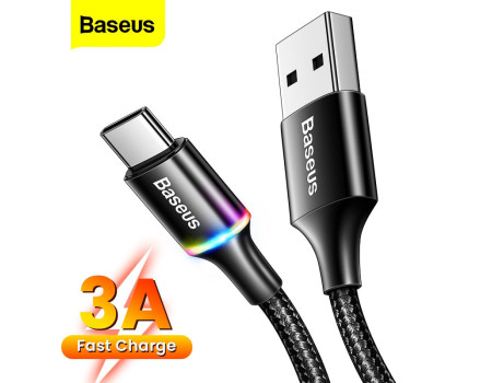  Кабель Type-C с подсветкой LED QC 3.0 3A Baseus (CATGH-B01/C01)