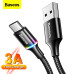  Кабель Type-C с подсветкой LED QC 3.0 3A Baseus (CATGH-B01/C01)
