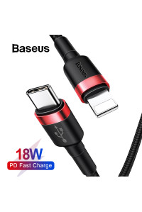 Кабель Type C Lightning Baseus 18W PD Quick Charge Black Red 1м (CATLKLF-91) 