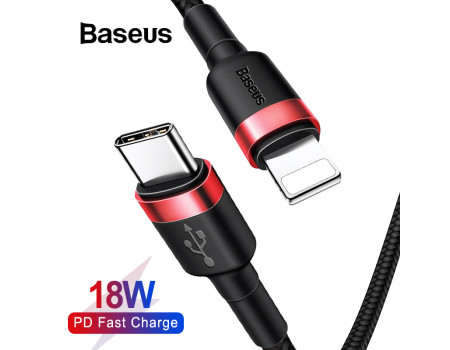 Кабель Type C Lightning Baseus 18W PD Quick Charge Black Red 1м (CATLKLF-91) 