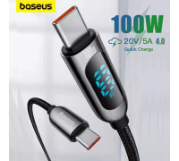 Кабель Baseus 100W Type-C Type-C с Ваттметром Тестером Display Fast Charging для Смартфона Ноутбука