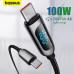 Кабель Baseus 100W Type-C Type-C з Ваттметром Тестером Display Fast Charging для Смартфону Ноутбука