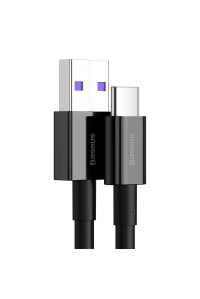 Кабель Type-C 6A/66W Baseus Black для швидкого заряджання Huawei Honor Xiaomi (CATYS-0)