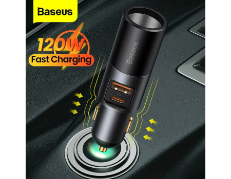 Автозарядка для телефона Baseus USB-C USB-A 120W QC4.0 QC3.0 PD3.0