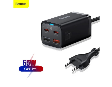 Зарядний пристрій Baseus GaN 3 PRO 65W + кабель Type-C 100W (CCGP040101)