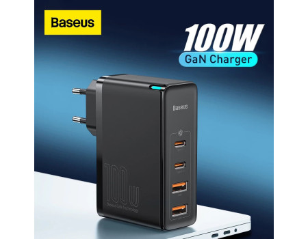 Зарядний пристрій Baseus GaN 100W 2 USB-C 2 USB-A + кабель USB-C 100W