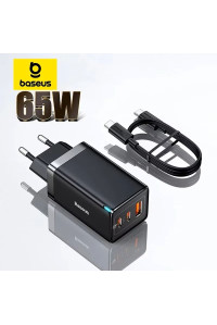 Сетевое зарядное устройство Baseus GAN5 65W QC4+ PD3.0 + кабель PD 100W (CCGP120201)