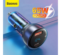 Зарядка для ноутбука в машину Baseus 65W PPS PD3.0 QC4.0 LED 