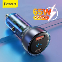 Зарядка для ноутбука в машину Baseus 65W PPS PD3.0 QC4.0 AFC LED 