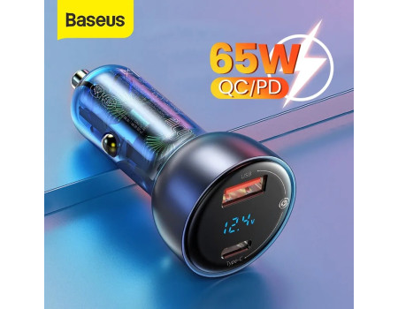 Зарядка для ноутбука в машину Baseus 65W PPS PD3.0 QC4.0 AFC LED 