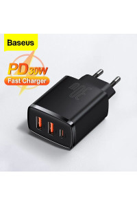 Зарядное устройство Baseus 30W 2 USB-A + USB-C PD3.0 QC3.0