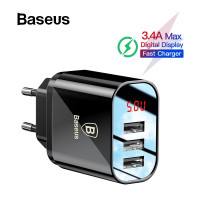 Зарядний пристрій USB Baseus LED Display 3 USB 3.4A (NRT-DY035)