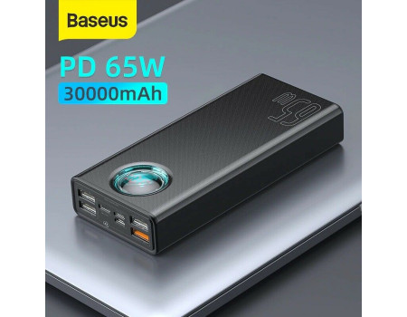 Power Bank Baseus 30000mAh 65W USB C PD 3.0 QC3.0 SCP LED для смартфона и ноутбука