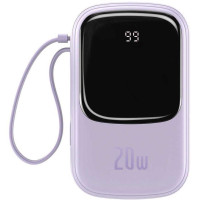 Повербанк Baseus QPOW 20000 mAh 20W PD3.0 QC3.0 з LED дисплеєм та кабелем 8-Pin Lightning для iPhone Фіолет