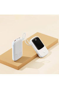 Power Bank Baseus 10000mAh 15W QPOW с LED дисплеем и кабелем 8-Pin Lightning для iPhone Белый