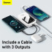 Baseus 20000mAh 20W Power Bank PD3.0 QC3.0 FCP SCP з дисплеєм та кабелем Lightning для iPhone Білий