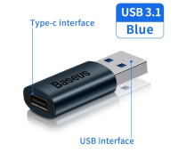 OTG переходник мини адаптер Type-C Type-A Baseus USB 3.1 алюминий 