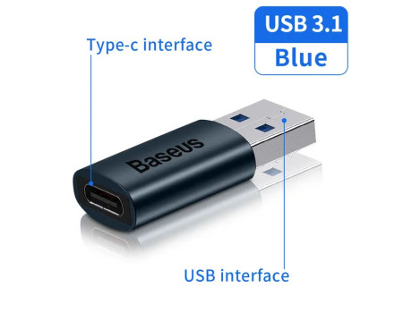 OTG переходник мини адаптер Type-C Type-A Baseus USB 3.1 алюминий 