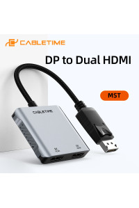 Переходник DisplayPort на 2 HDMI для 2 мониторов MST 8k 30hz 4k 60hz CABLETIME