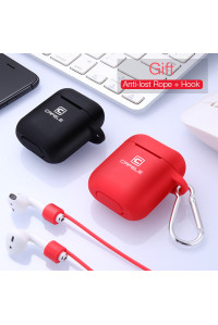 Силіконовий чохол для AirPods + карабін + шнур для навушників Cafele SC2-05-04