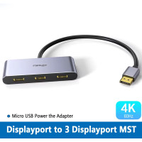 Розгалужувач DisplayPort на 3 монітори DP 1.4 MST спліттер 4k 60hz для Windows