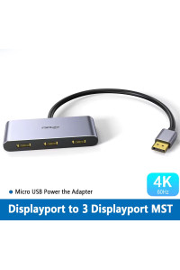 Розгалужувач DisplayPort на 3 монітори DP 1.4 MST спліттер 4k 60hz для Windows