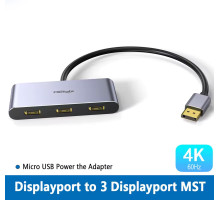 Розгалужувач DisplayPort на 3 монітори DP 1.4 MST спліттер 4k 60hz для Windows